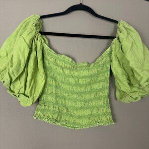 Green Off Shoulder Bohemian Top